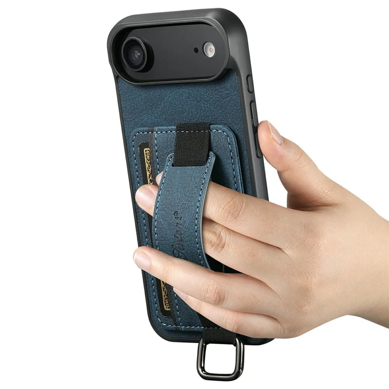 SUTENI H13 For iPhone Air Case Litchi Texture Leather + TPU + PC Phone Cover with Card Holder Kickstand - Blue