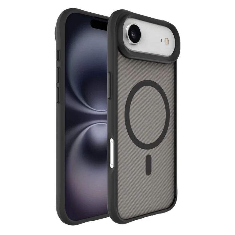 For iPhone Air Case Magnetic Carbon Fiber Texture Phone Cover - Black