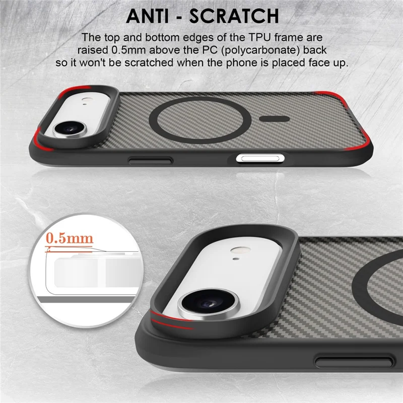 For iPhone Air Case Magnetic Carbon Fiber Texture Phone Cover - Black