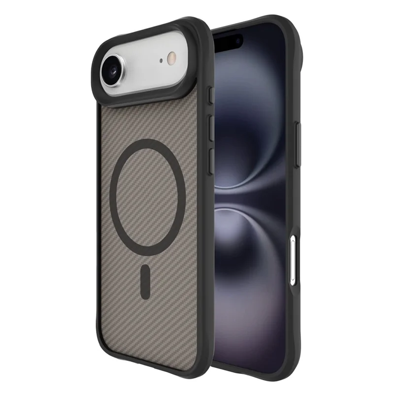 For iPhone Air Case Magnetic Carbon Fiber Texture Phone Cover - Black