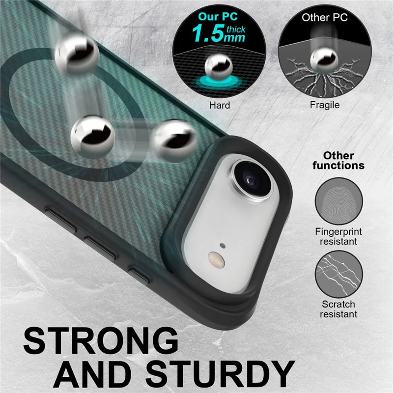 For iPhone Air Case Magnetic Carbon Fiber Texture Phone Cover - Black