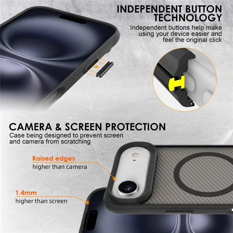 For iPhone Air Case Magnetic Carbon Fiber Texture Phone Cover - Black