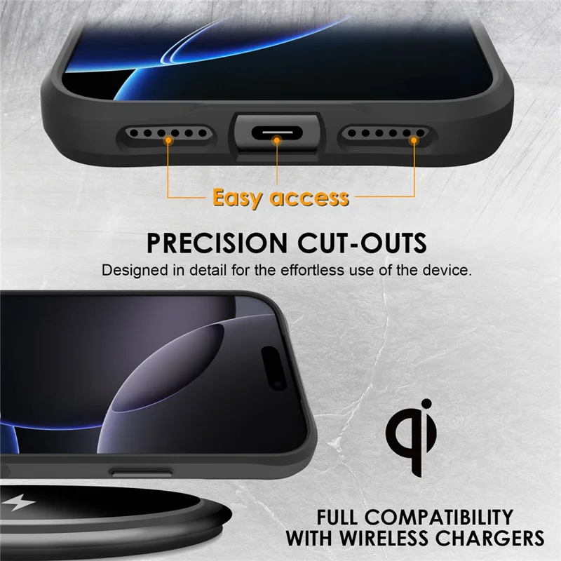 For iPhone 17 Pro Case Magnetic Carbon Fiber Texture Phone Cover - Black