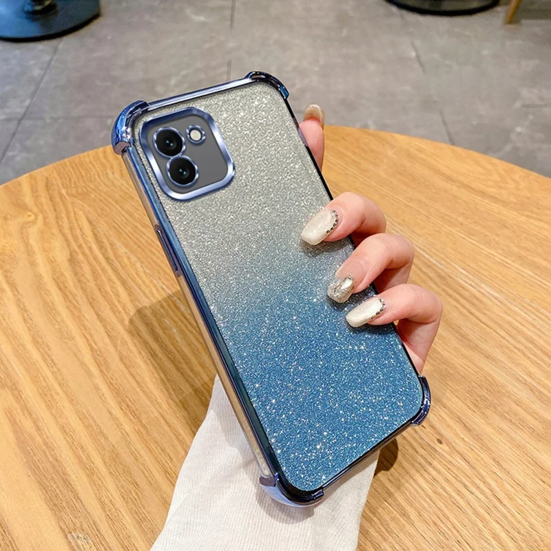 For Samsung Galaxy A07 4G Case Glitter TPU Phone Cover with Reinforced Corners - Blue