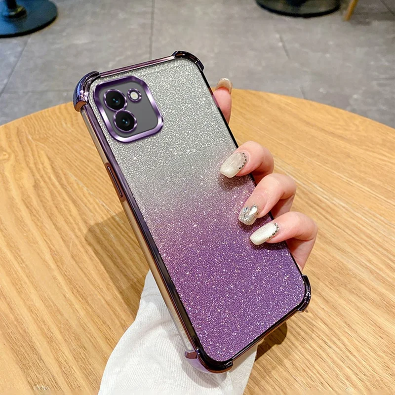 For Samsung Galaxy A05 4G Case Glitter TPU Phone Cover with Reinforced Corners - Purple
