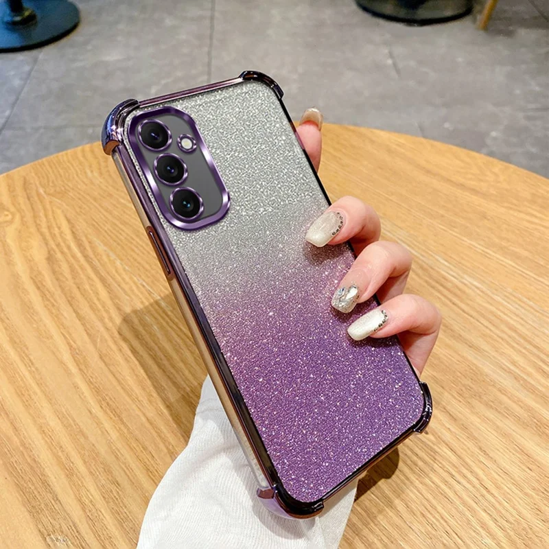 For Samsung Galaxy A55 5G Case Glitter TPU Phone Cover with Reinforced Corners - Purple
