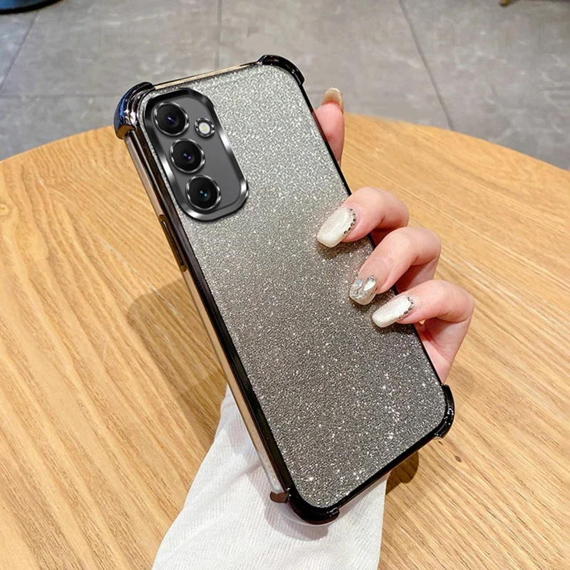 For Samsung Galaxy A17 5G / A17 4G Case Glitter TPU Phone Cover with Reinforced Corners - Black