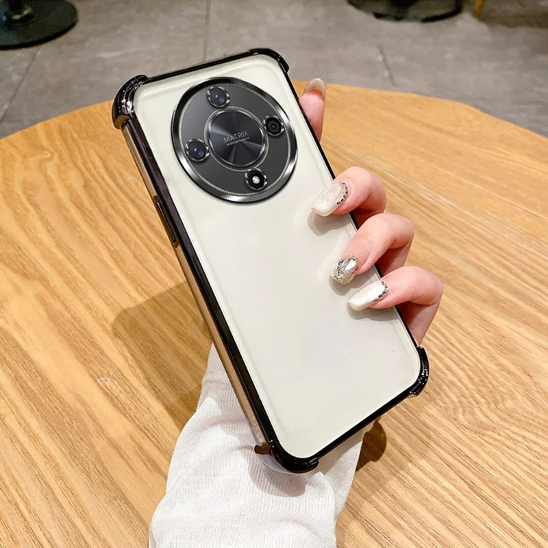 For Honor X9b 5G Case Reinforced Corners TPU Clear Back Cover - Black