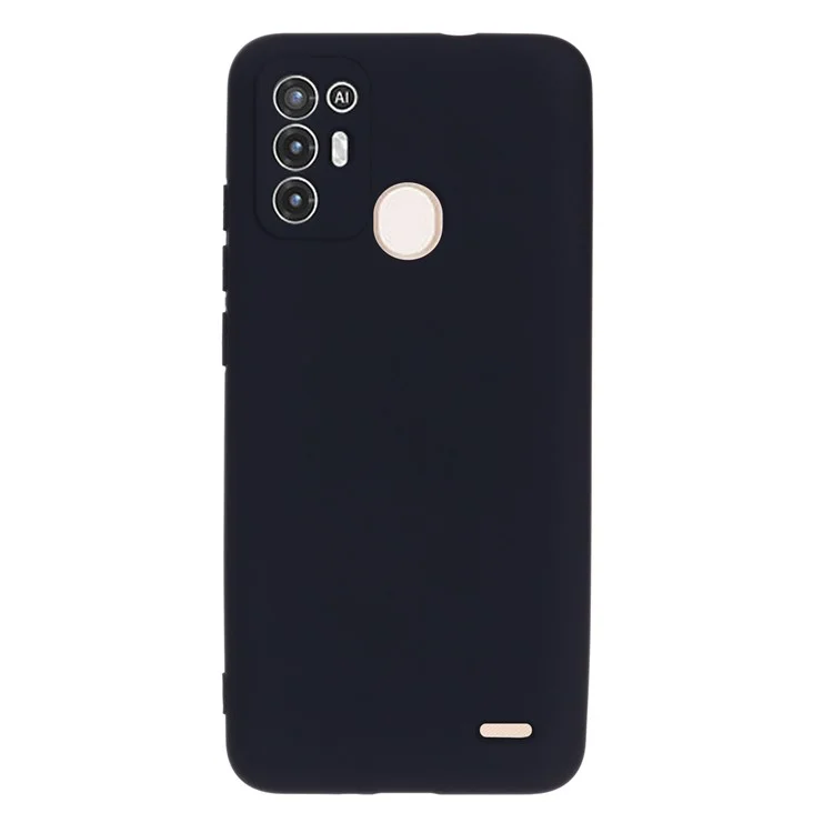 Para ZTE Blade A52 Liquid Silicone Phone Case de Fibra Macia Forro Anti-arranhão Tampa de Proteção Contra Pulseira Com Cinta - Preto