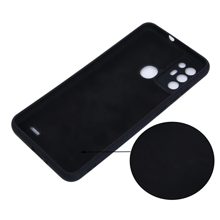 Para ZTE Blade A52 Liquid Silicone Phone Case de Fibra Macia Forro Anti-arranhão Tampa de Proteção Contra Pulseira Com Cinta - Preto