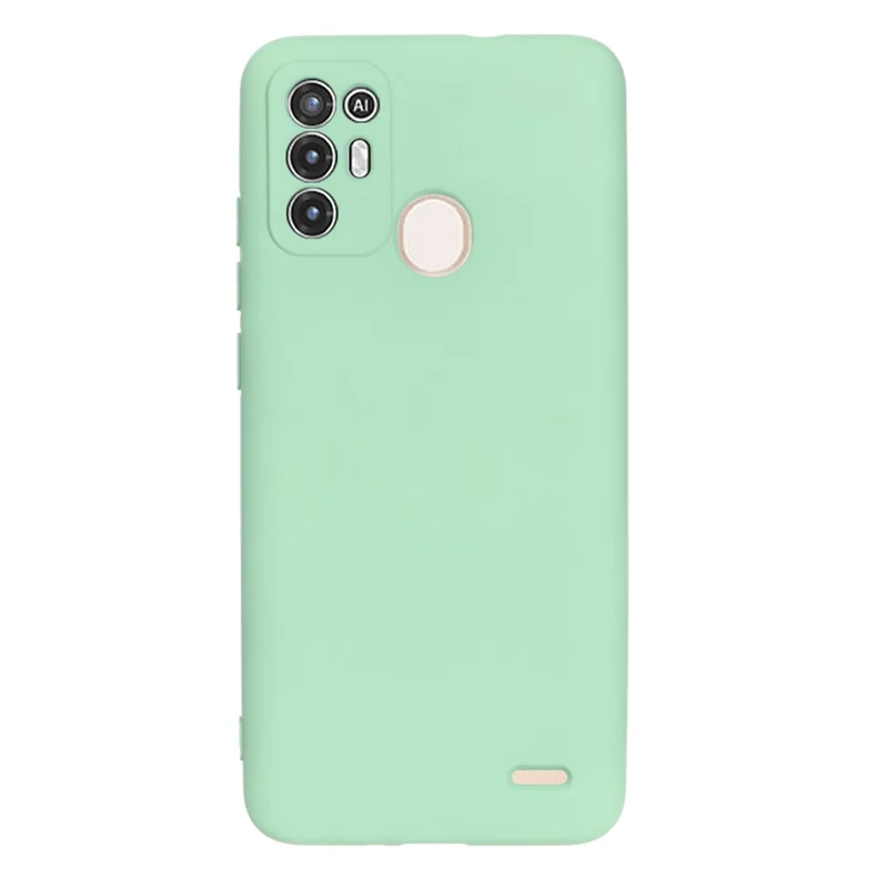 For ZTE Blade A52 Liquid Silicone Phone Case Soft Fiber Lining Anti-Scratch Drop Protection Cover with Strap - Green