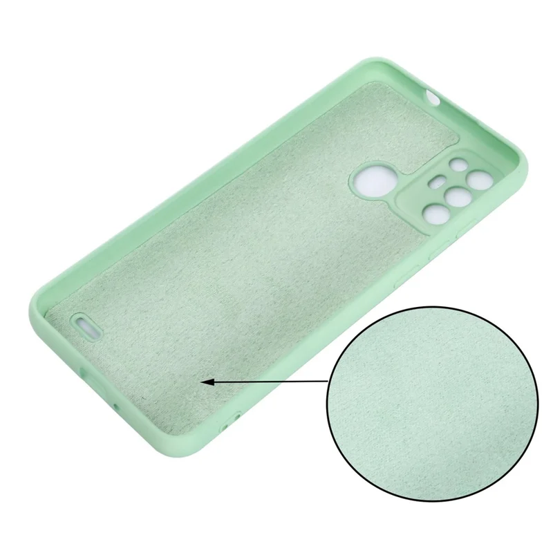 For ZTE Blade A52 Liquid Silicone Phone Case Soft Fiber Lining Anti-Scratch Drop Protection Cover with Strap - Green