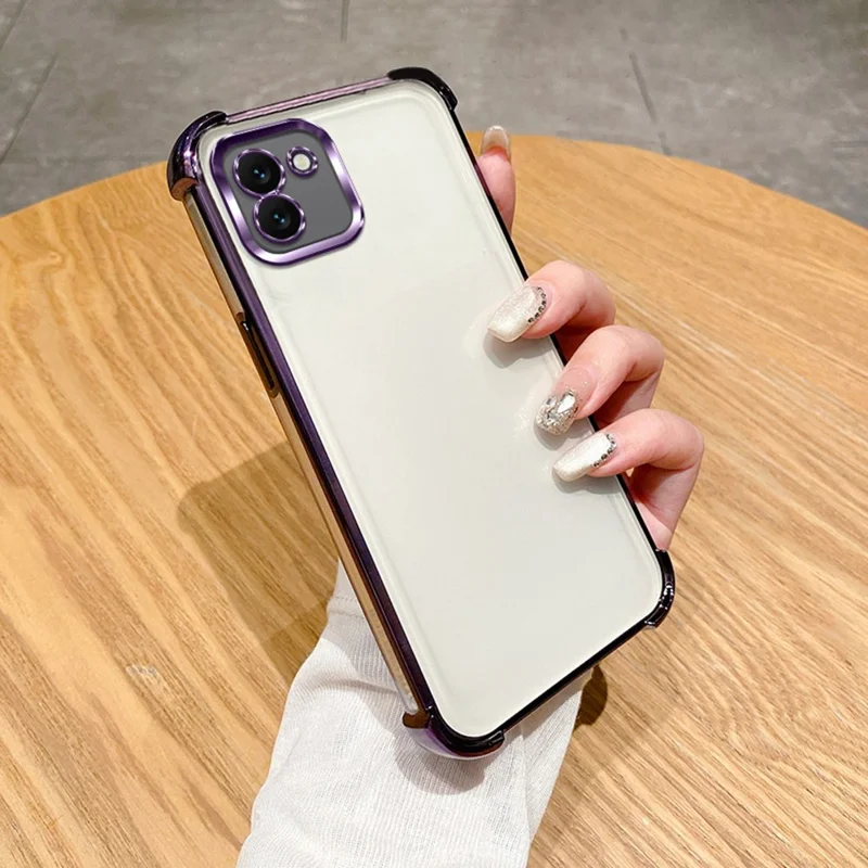 Чехол для Samsung Galaxy A06 4G с усиленными углами, прозрачная задняя крышка - Фиолетовый
