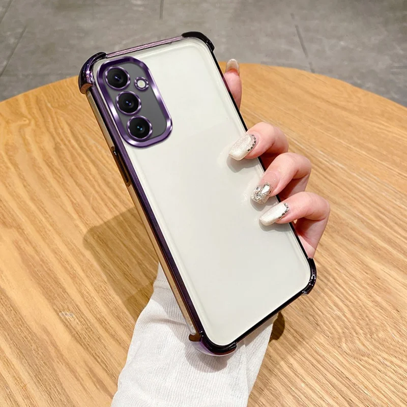 Samsung Galaxy S25 FE-hoesje met verstevigde hoeken, transparant TPU-achterkant - Paars