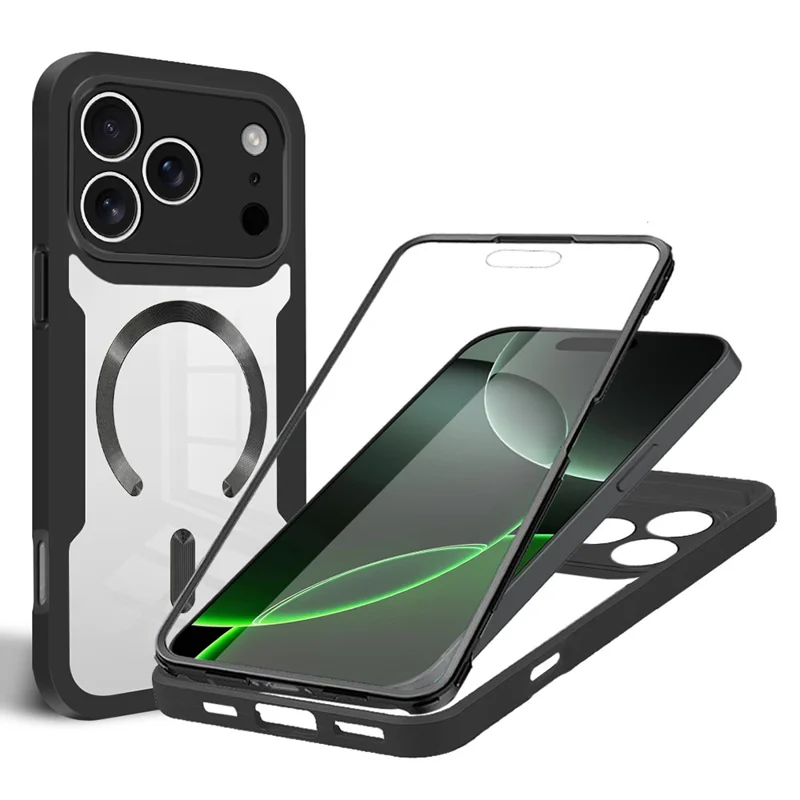 Per iPhone 17 Pro Max Custodia Compatibile con MagSafe PC + TPU + Acrilico Protezione Completa Cover per Telefono - Nero