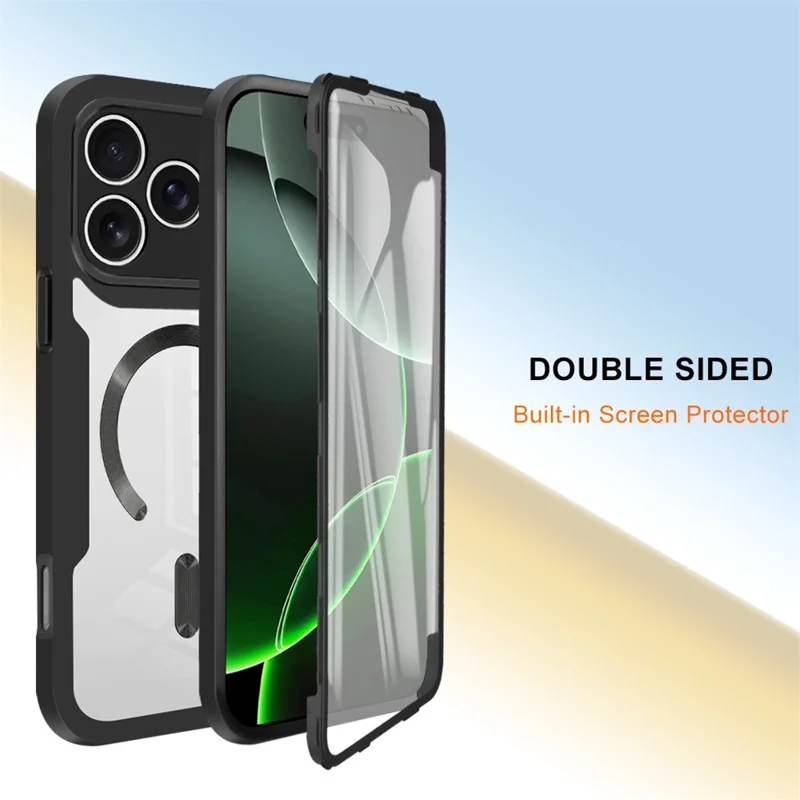 Per iPhone 17 Pro Max Custodia Compatibile con MagSafe PC + TPU + Acrilico Protezione Completa Cover per Telefono - Nero