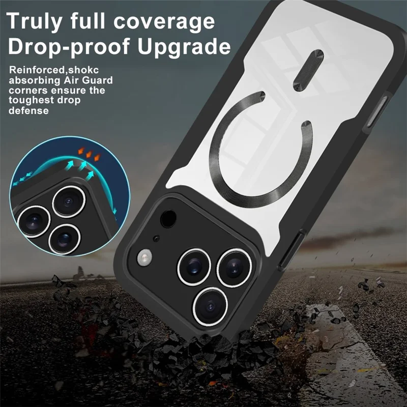 Per iPhone 17 Pro Max Custodia Compatibile con MagSafe PC + TPU + Acrilico Protezione Completa Cover per Telefono - Nero