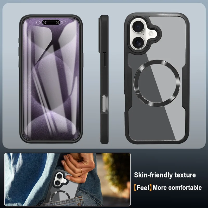 Cover per iPhone 17 Compatibile con MagSafe in PC + TPU + Acrilico, Protezione Totale - Nero