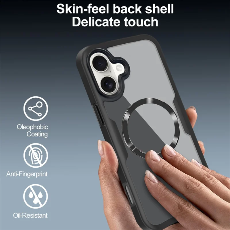 Cover per iPhone 17 Compatibile con MagSafe in PC + TPU + Acrilico, Protezione Totale - Nero