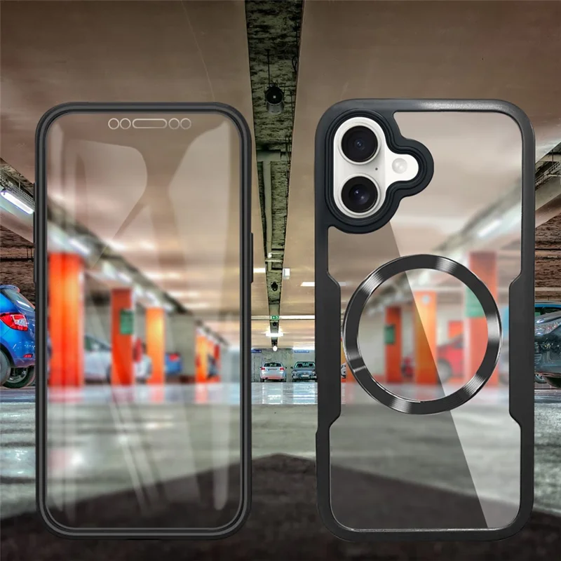 Cover per iPhone 17 Compatibile con MagSafe in PC + TPU + Acrilico, Protezione Totale - Nero