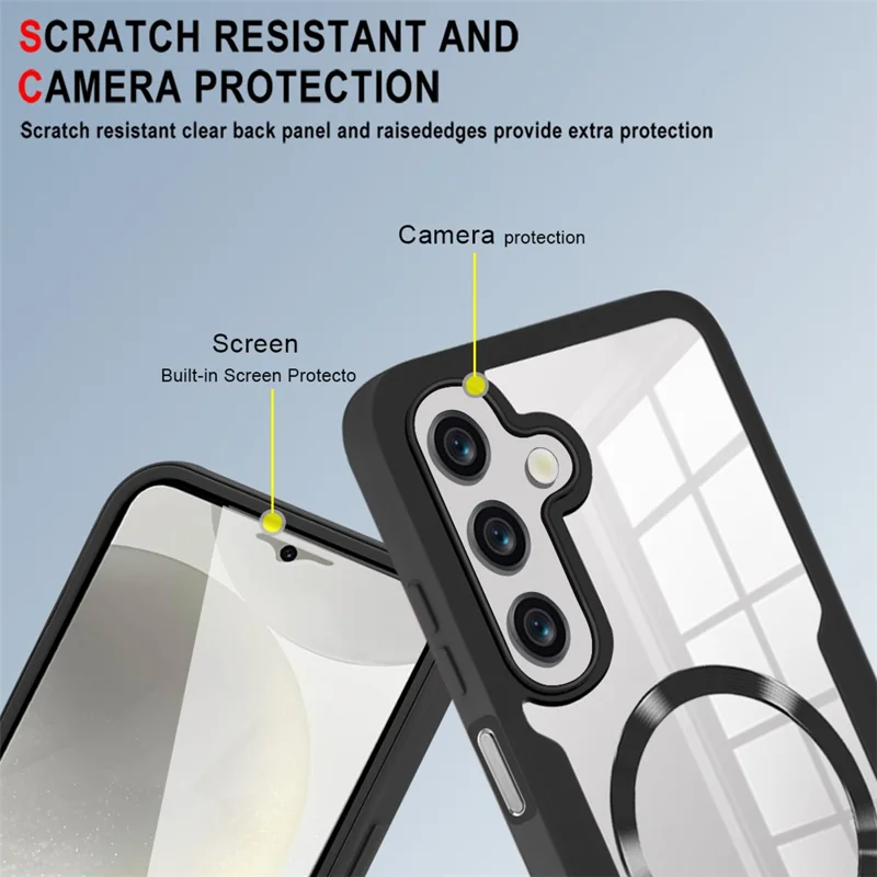 Pour étui Samsung Galaxy S25 FE Compatible avec MagSafe PC + TPU + Acrylique Protection Intégrale pour Téléphone - Noir