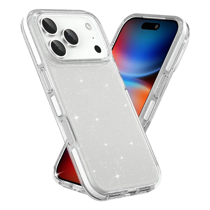 For iPhone 17 Pro Glitter Case PC Back TPU+TPE Frame Bling Sparkle Shockproof Cover
