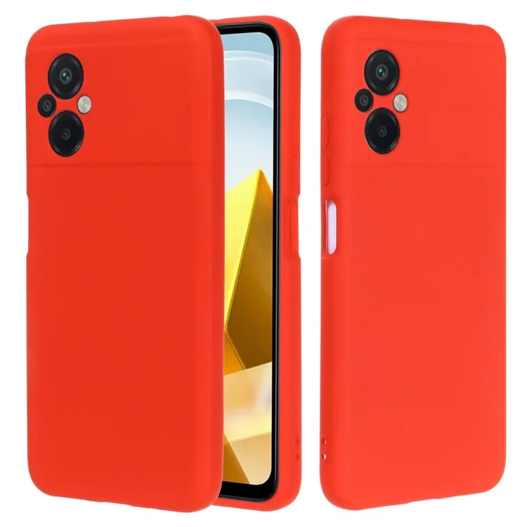 Custodia Soft Fiber Lining Anti-Graffio per Xiaomi Poco M5 4G, Cover Protettiva con Gancio da Polso - Rosso