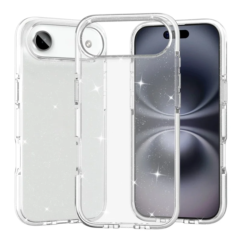 Per iPhone 17 Custodia Glitter Air PC Retro TPU+TPE Cornice Scintillante Bling Antiurto Copertura