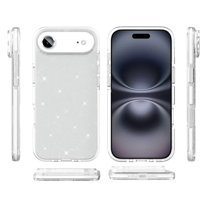 Per iPhone 17 Custodia Glitter Air PC Retro TPU+TPE Cornice Scintillante Bling Antiurto Copertura