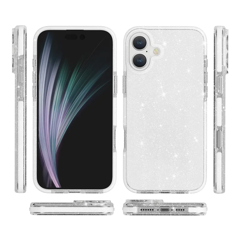 Funda con Purpurina para iPhone 17 - Carcasa Protectora Brillante con Marco de TPU+TPE Antichoque