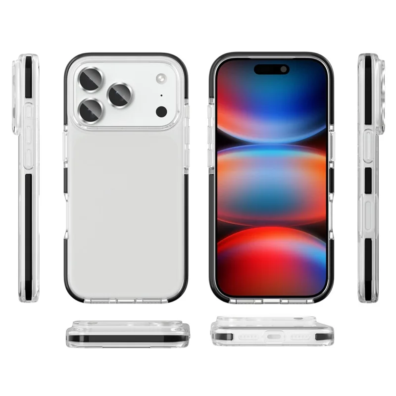 For iPhone 17 Pro Max Case TPU+TPE Anti-drop Clear Phone Cover - Transparent Black