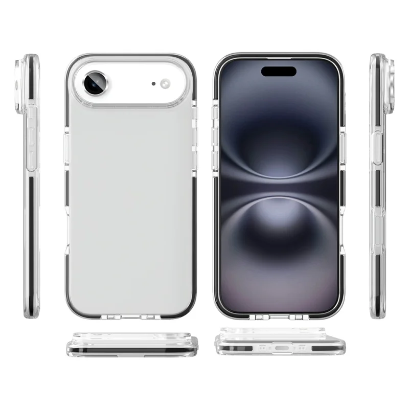 Чехол Air Case для iPhone 17 из TPU+TPE с противоударной защитой - прозрачный черный