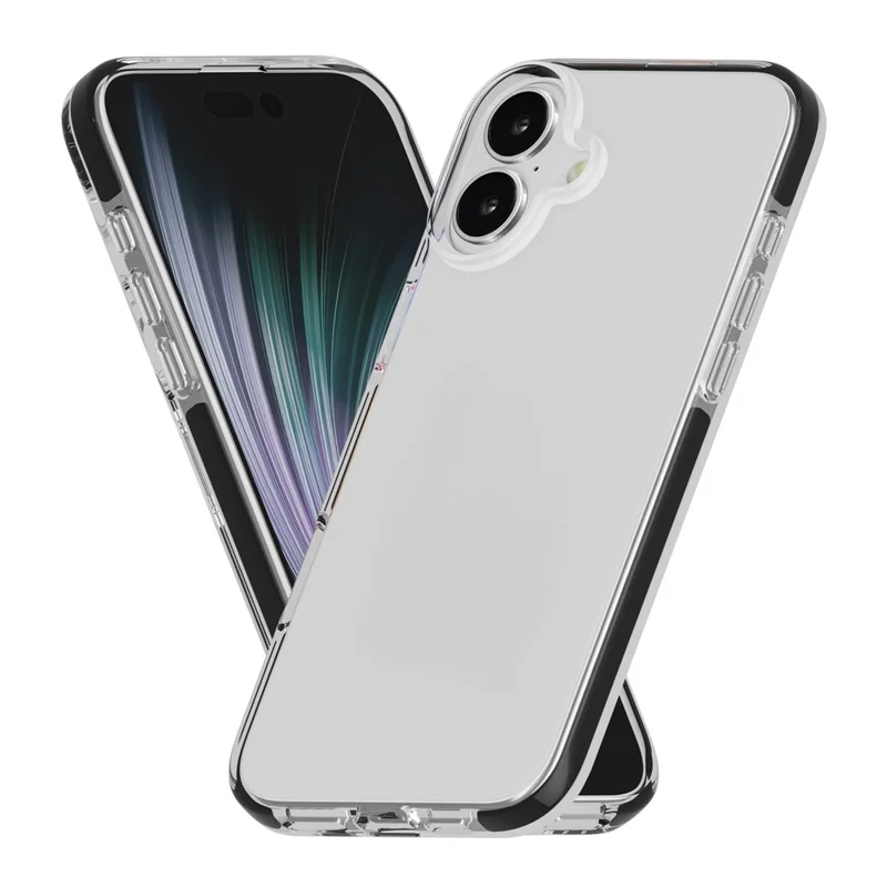 For iPhone 17 Case TPU+TPE Anti-drop Clear Phone Cover - Transparent Black