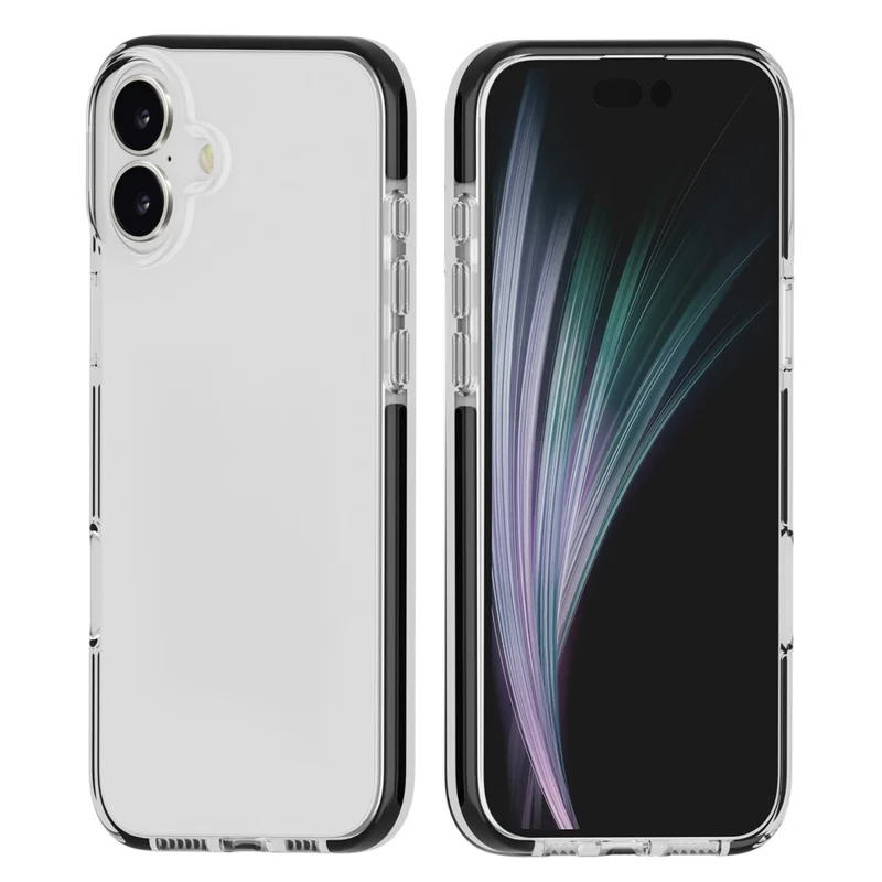 For iPhone 17 Case TPU+TPE Anti-drop Clear Phone Cover - Transparent Black