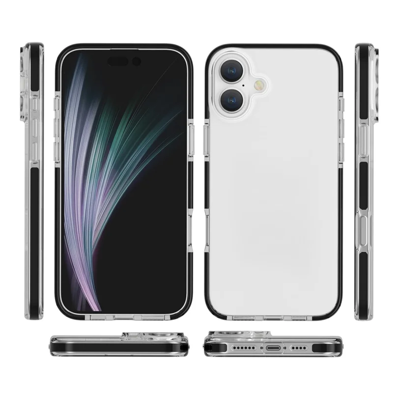 For iPhone 17 Case TPU+TPE Anti-drop Clear Phone Cover - Transparent Black
