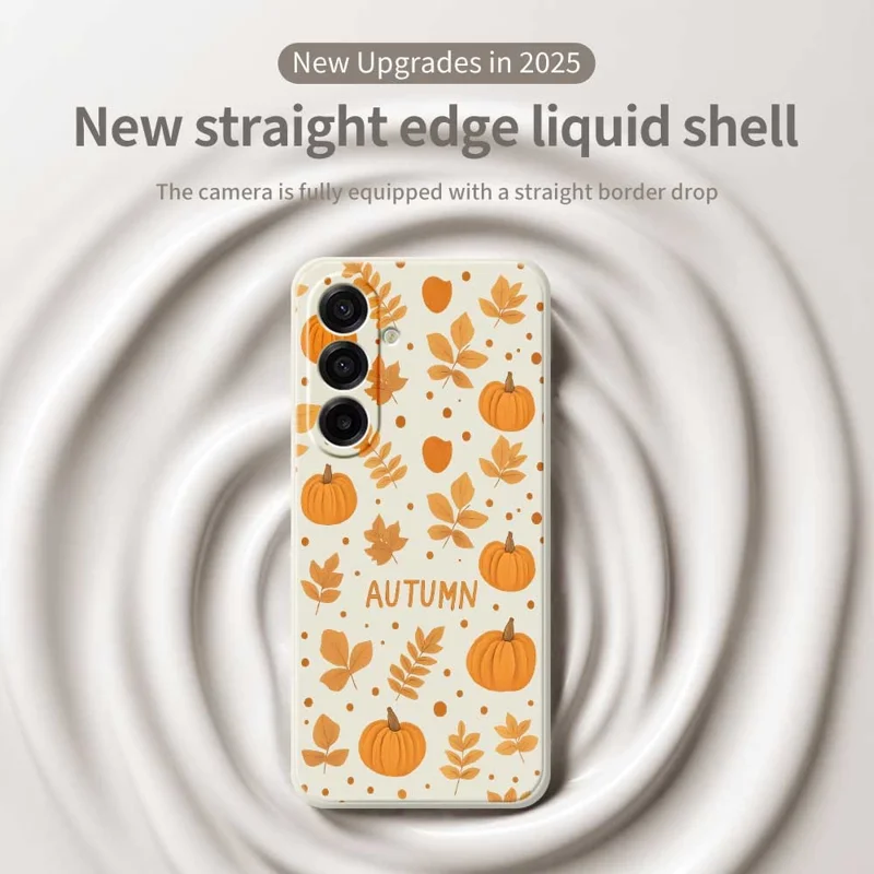 Samsung Galaxy A17 5G / A17 4G hoesje met herfstthema Patroonbedrukking Rechte rand TPU telefoonhoesje - Beige