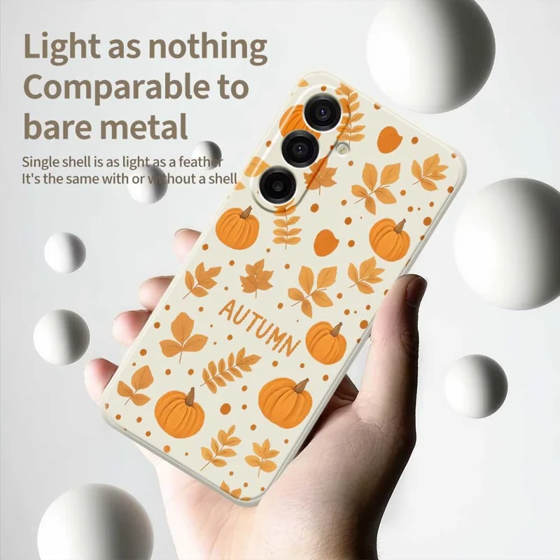 Samsung Galaxy A17 5G / A17 4G hoesje met herfstthema Patroonbedrukking Rechte rand TPU telefoonhoesje - Beige