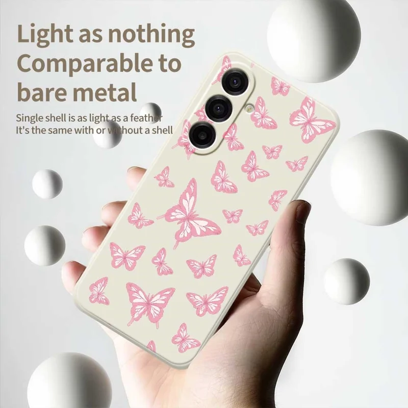 For Samsung Galaxy A17 5G Case Pink Butterflies Pattern Printing Straight Edge TPU Phone Back Cover - Green
