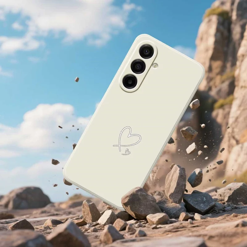 For Samsung Galaxy A17 5G Case White Love Pattern Printing Straight Edge TPU Phone Back Cover - Beige