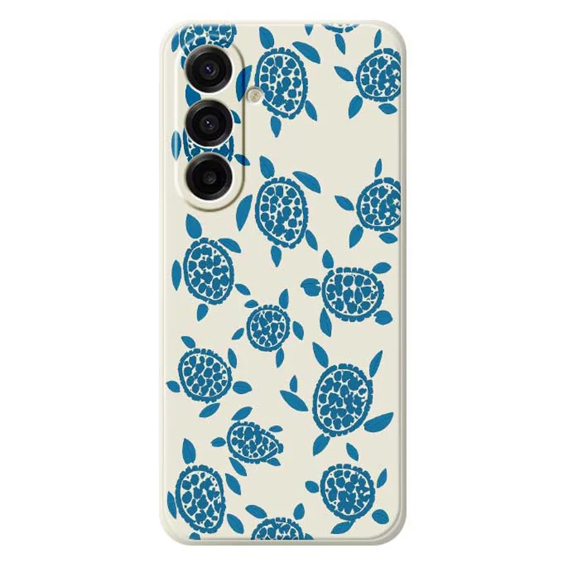 For Samsung Galaxy A17 5G / A17 4G Case Blue Turtle Pattern Printing Straight Edge TPU Phone Back Cover - Beige