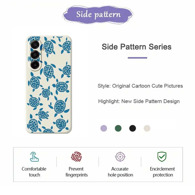 For Samsung Galaxy A17 5G / A17 4G Case Blue Turtle Pattern Printing Straight Edge TPU Phone Back Cover - Beige