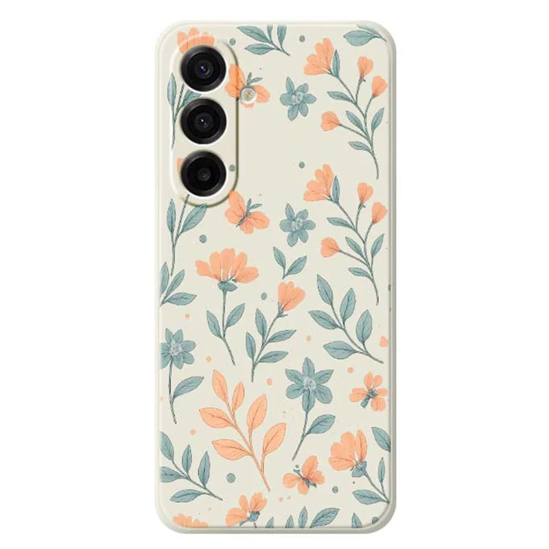 For Samsung Galaxy A17 5G Case Yellow Flowers Pattern Printing Straight Edge TPU Phone Back Cover - Beige