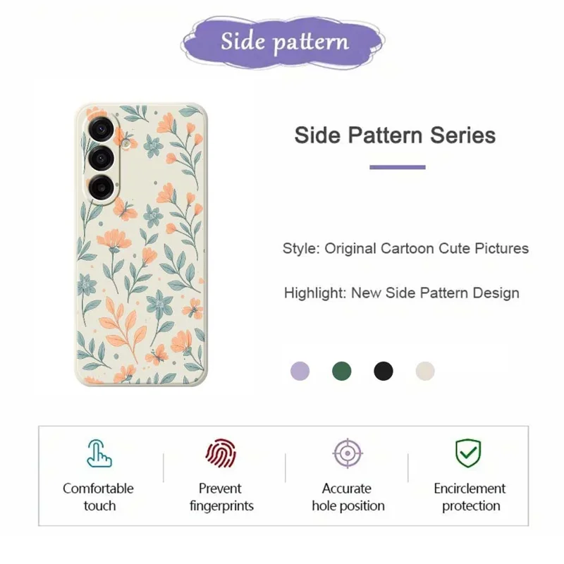 For Samsung Galaxy A17 5G Case Yellow Flowers Pattern Printing Straight Edge TPU Phone Back Cover - Beige