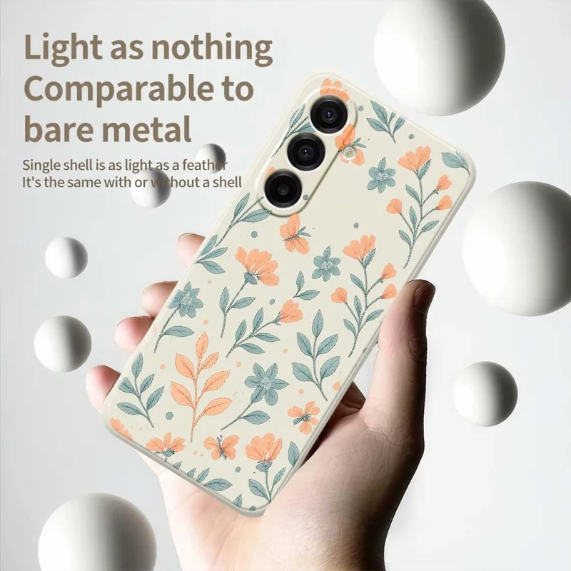 For Samsung Galaxy A17 5G Case Yellow Flowers Pattern Printing Straight Edge TPU Phone Back Cover - Beige