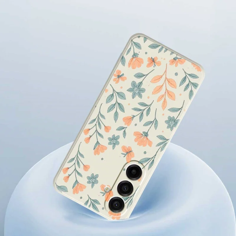 For Samsung Galaxy A17 5G Case Yellow Flowers Pattern Printing Straight Edge TPU Phone Back Cover - Beige