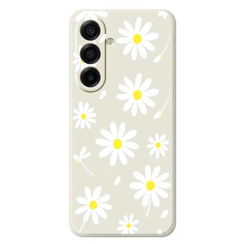 For Samsung Galaxy A17 5G Case White Daisy Pattern Printing Straight Edge TPU Phone Back Cover - Beige