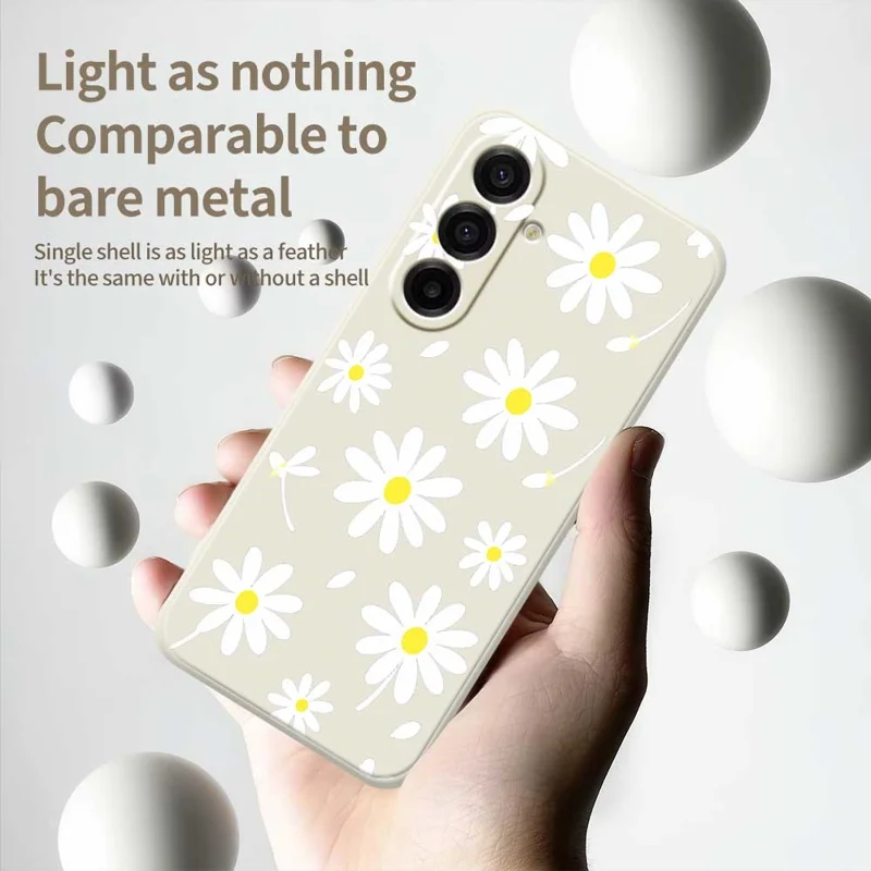 For Samsung Galaxy A17 5G Case White Daisy Pattern Printing Straight Edge TPU Phone Back Cover - Beige