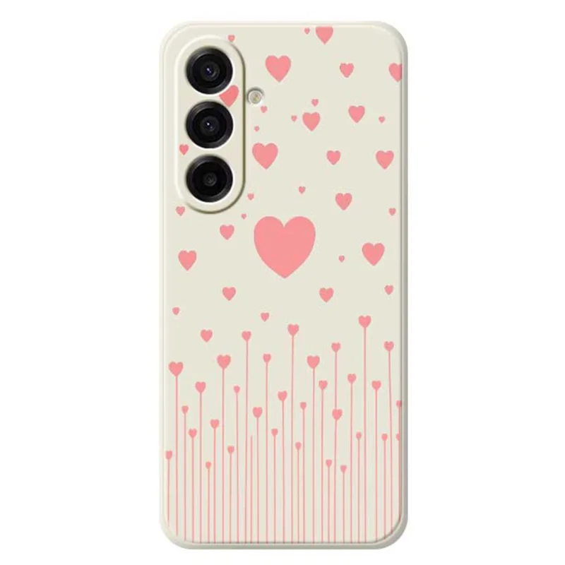 For Samsung Galaxy A17 5G Case Pink Love Pattern Printing Straight Edge TPU Phone Back Cover - Beige