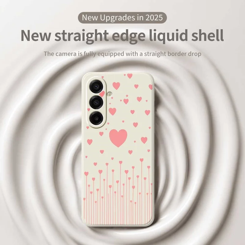 For Samsung Galaxy A17 5G Case Pink Love Pattern Printing Straight Edge TPU Phone Back Cover - Beige