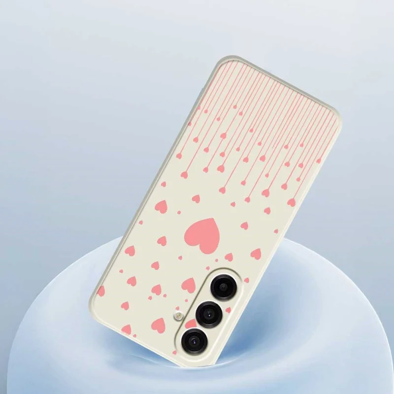 For Samsung Galaxy A17 5G Case Pink Love Pattern Printing Straight Edge TPU Phone Back Cover - Beige